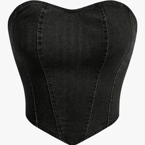 Black Denim Corset Top